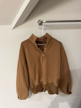 Papermoon Camel Snap-Placket Pullover Sweater